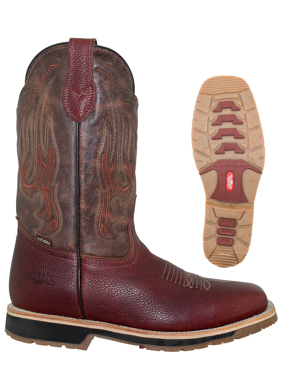 Establo Men's Rodeo Boot — Bovine Grizzly Leather in Shedron