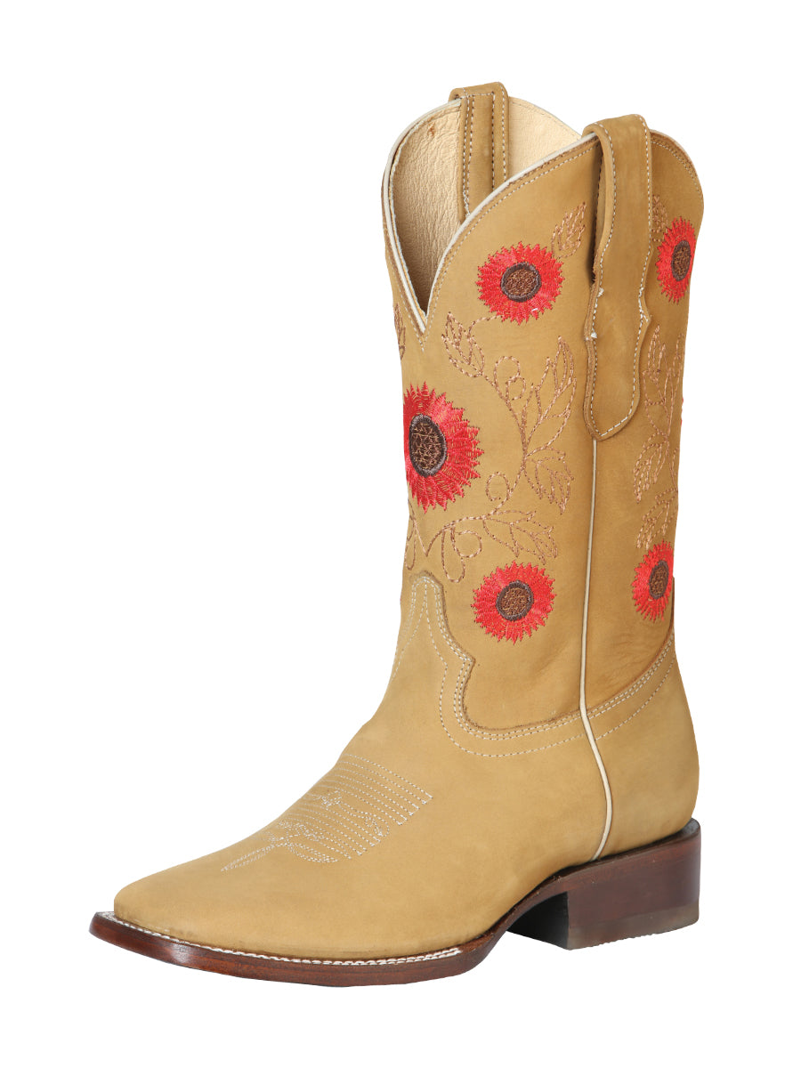 El General Women's Cowboy Boot — Leather Nubuck in Honey