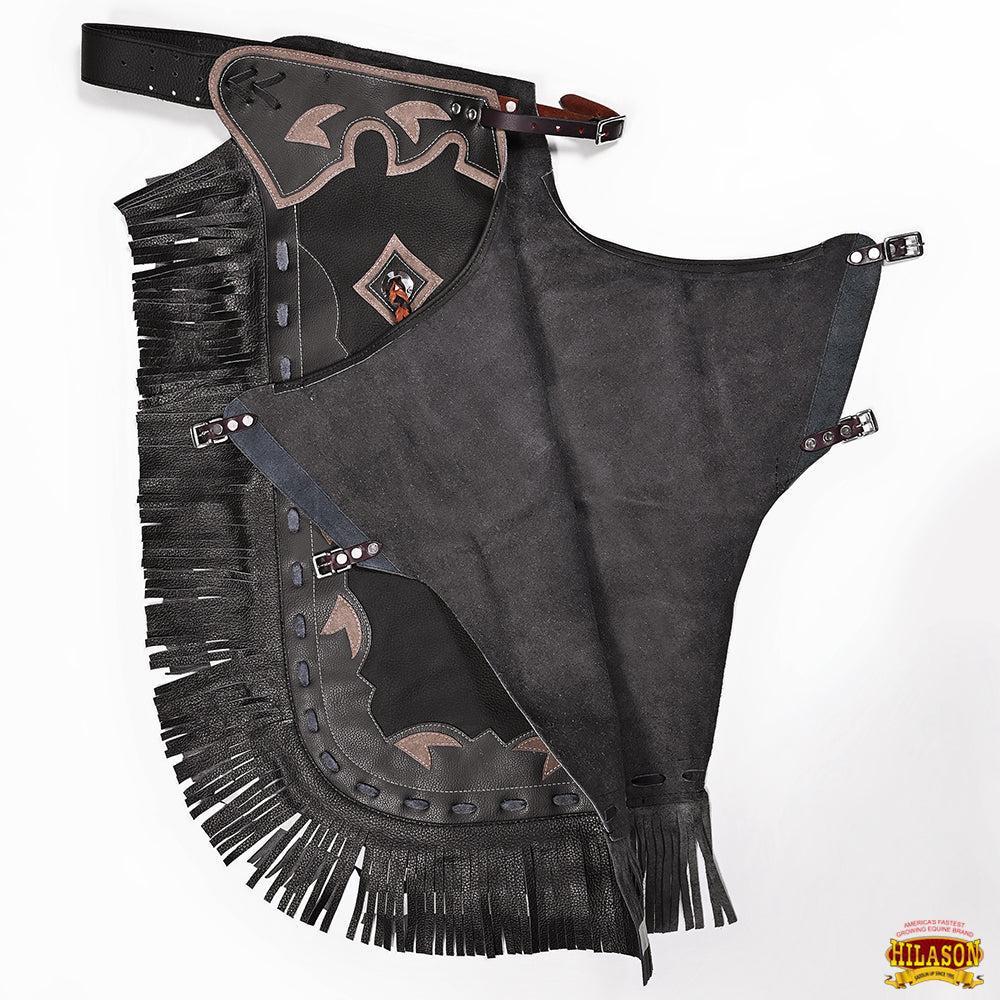 Hilason Western Adult Pro Rodeo Bronc Bull-Riding Genuine Leather Chinks Chaps
