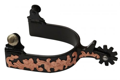 Showman ® Antique brown spur with rose gold engraved overlay