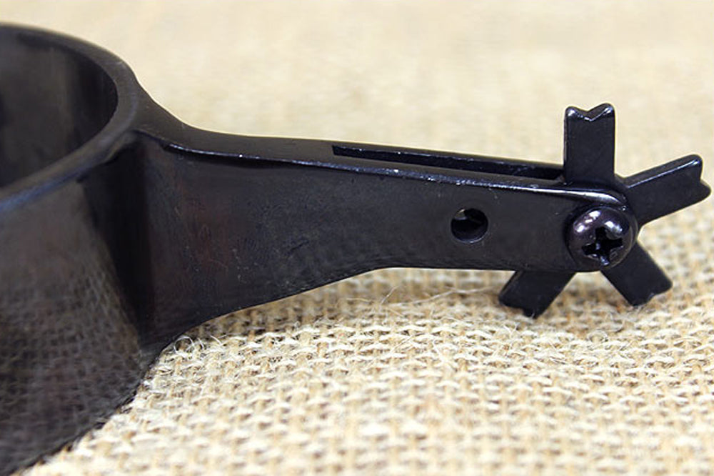 Hilason Black Steel Men Rodeo Spurs 15 Degree Offset