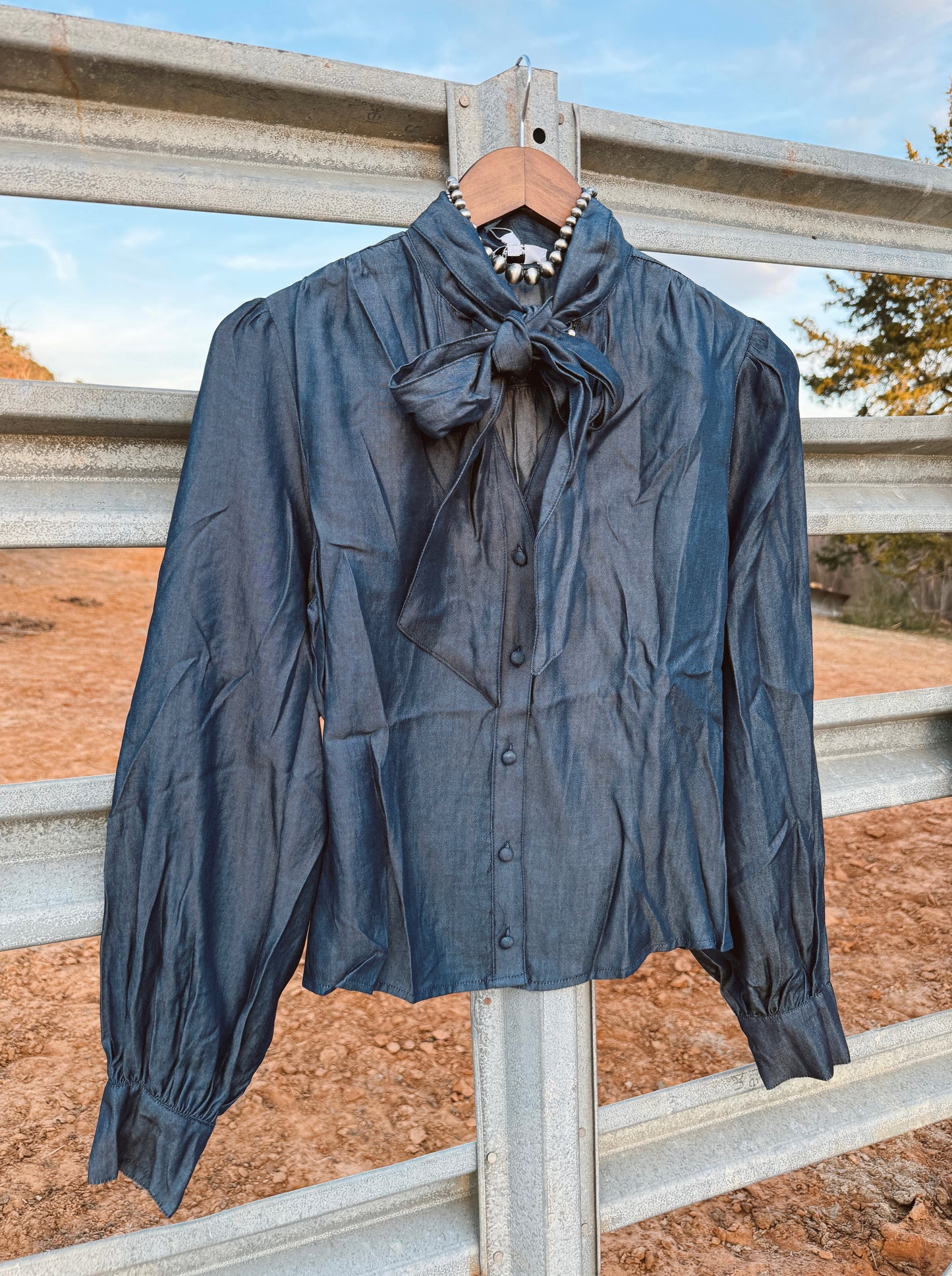 The Denim Tie Top
