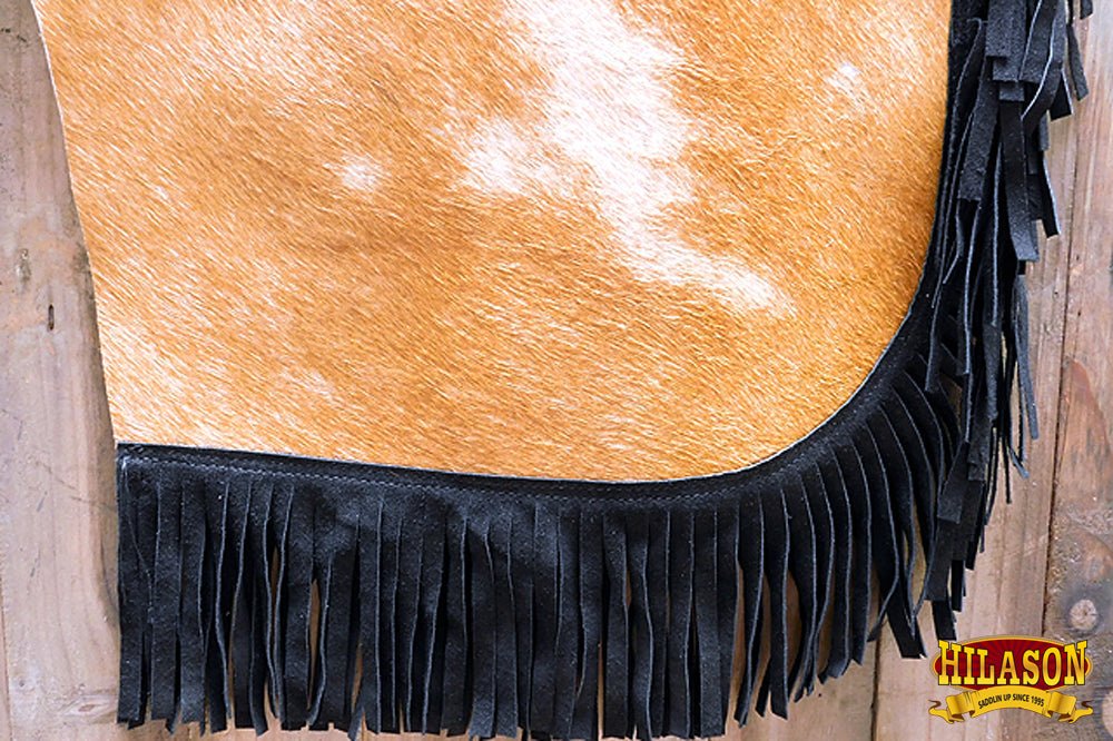 Hilason Child Pro Rodeo Bronc Bull-Riding Hair On Leather Chinks Chaps Tan