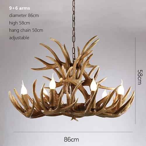 DecorBites™ Deer Antler Chandelier: American Retro Resin Horn Lamps for Rustic Home Decor