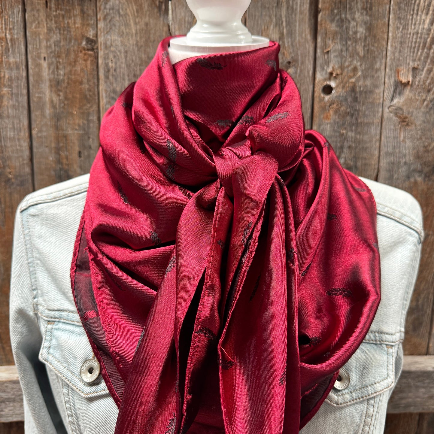 42X42" Burgundy Jacquard XL Wild Rag / Scarf WR3515