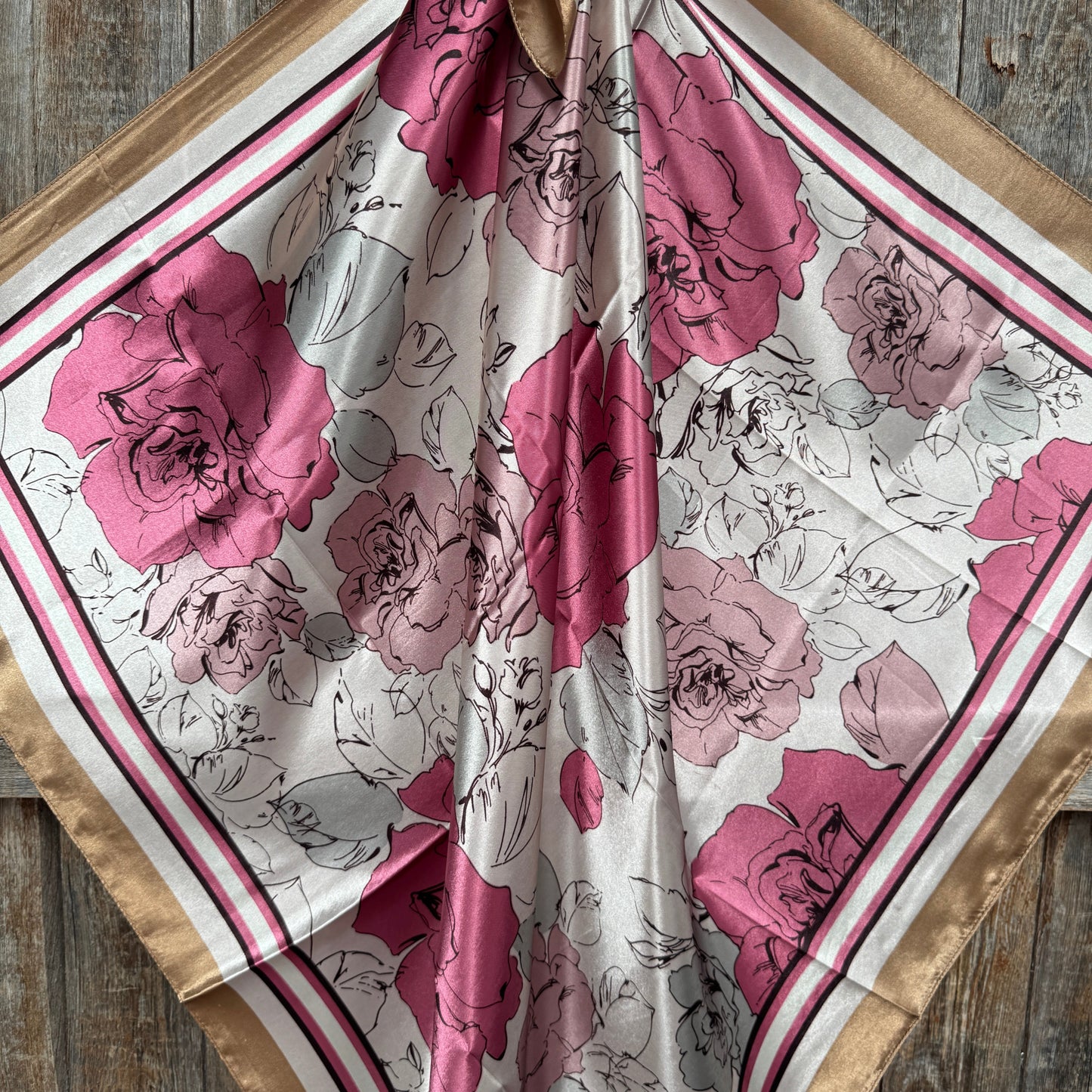35X35" Pink Roses Wild Rag / Scarf WR3397