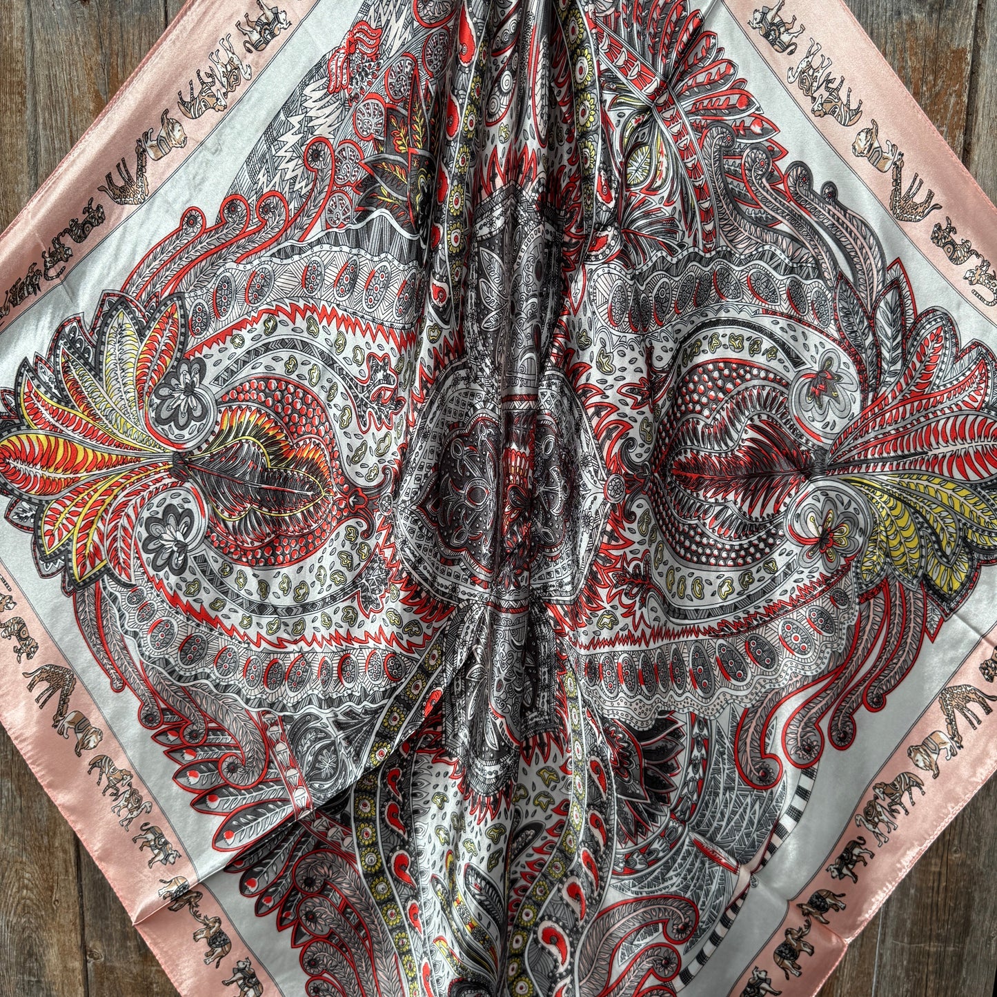 35X35" Pink and White Safari Wild Rag / Scarf WR3425