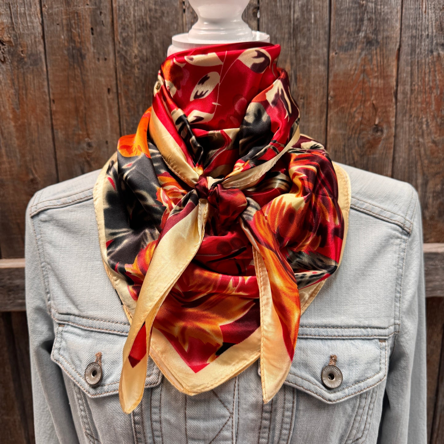 35X35" Red Floral Wild Rag / Scarf WR3447