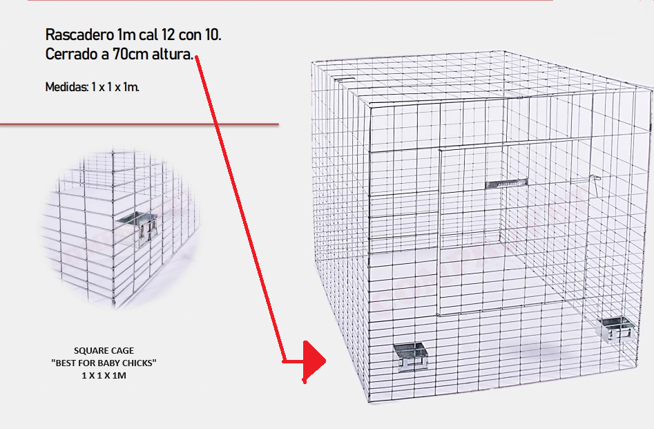 SQUARE CHICKEN CAGE GRADUATED SPACING (jaula con cuadros chicos)