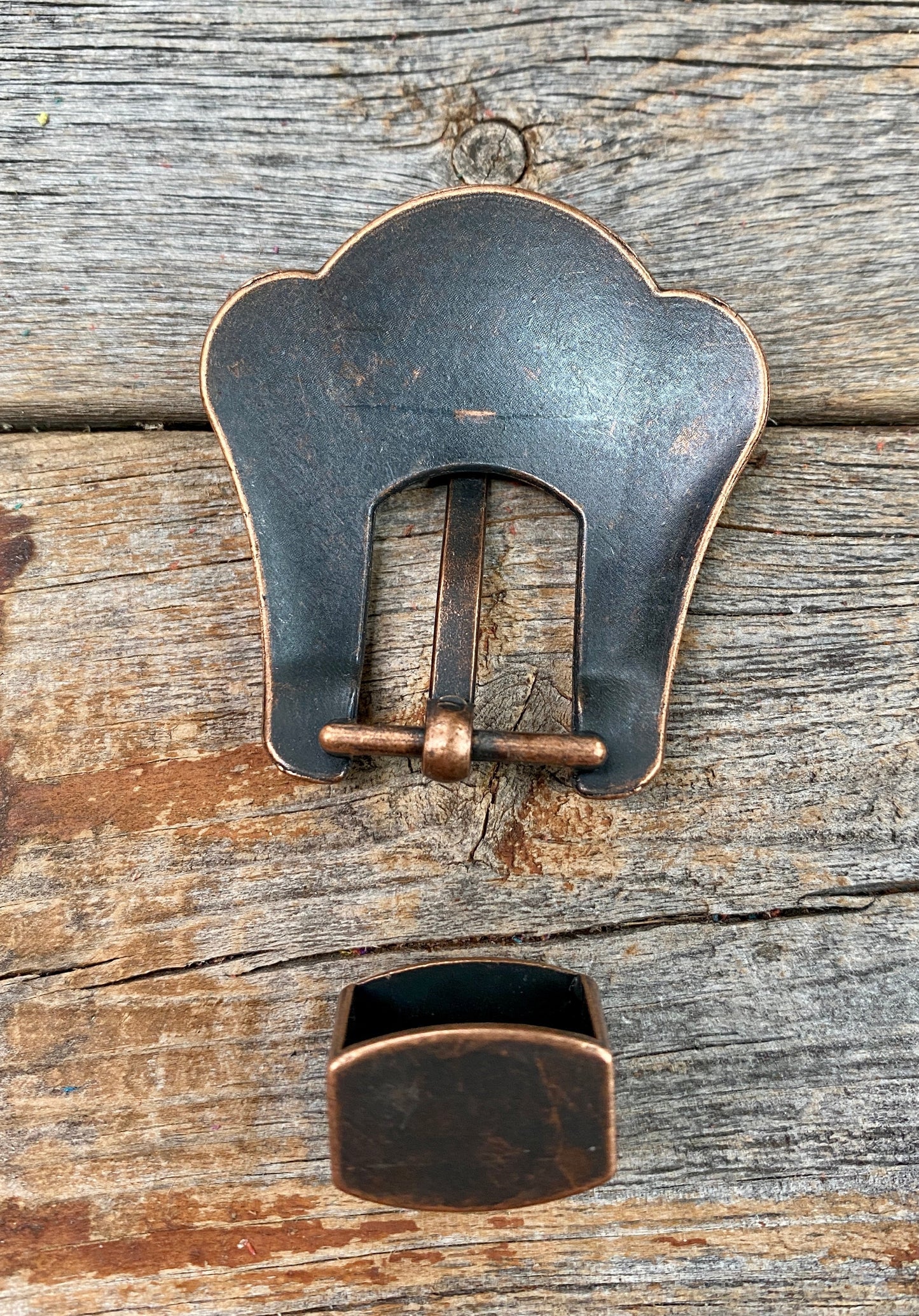 Copper Turquoise Buckle & Keeper W180B