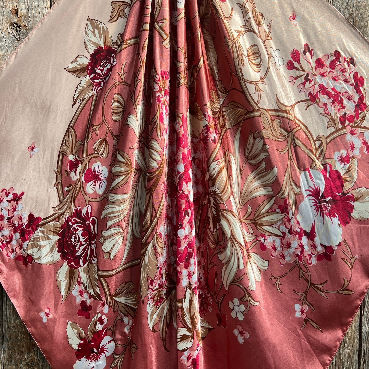 35X35" Raspberry Pink Floral Wild Rag / Scarf - W111L Slide WRC403B