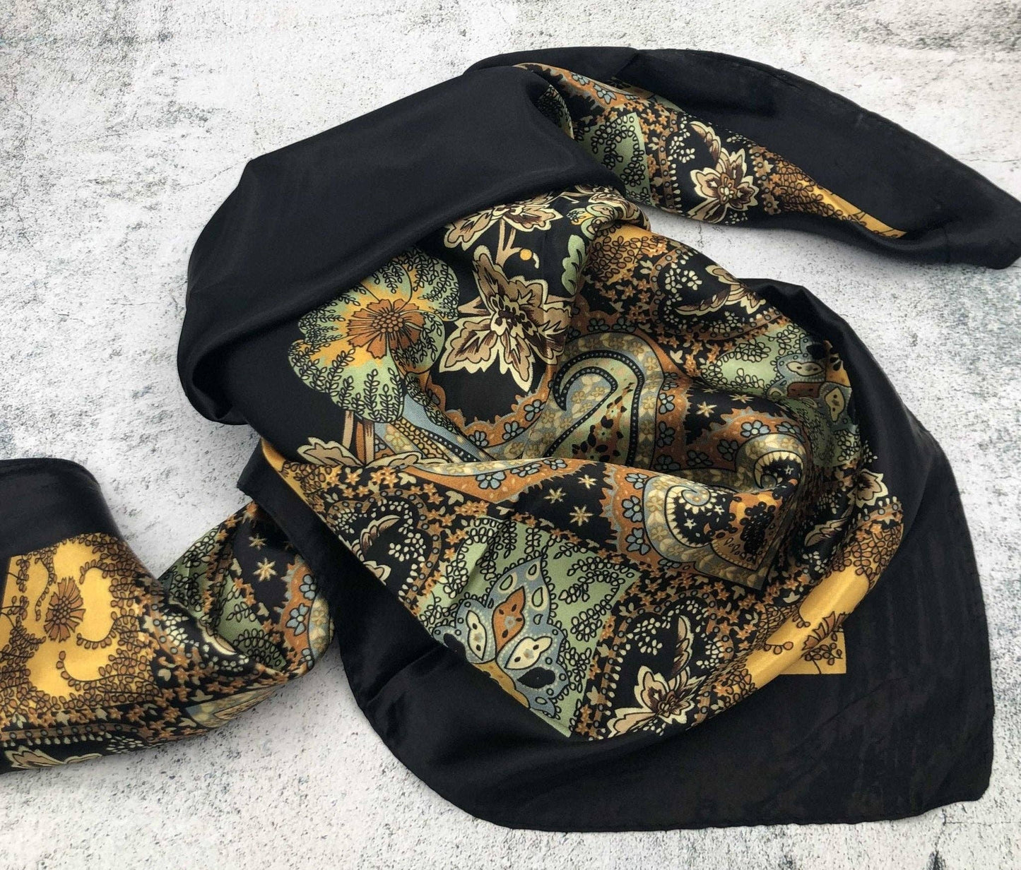 Black & Gold Paisley Wild Rag
