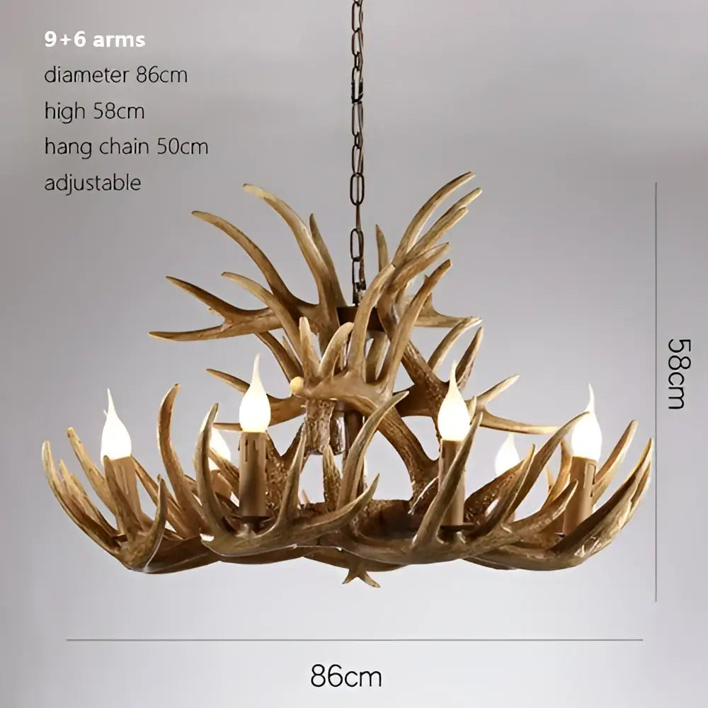 DecorBites™ Antler Chandelier: American Retro Resin Horn Deer Lamps for Rustic Indoor Decor
