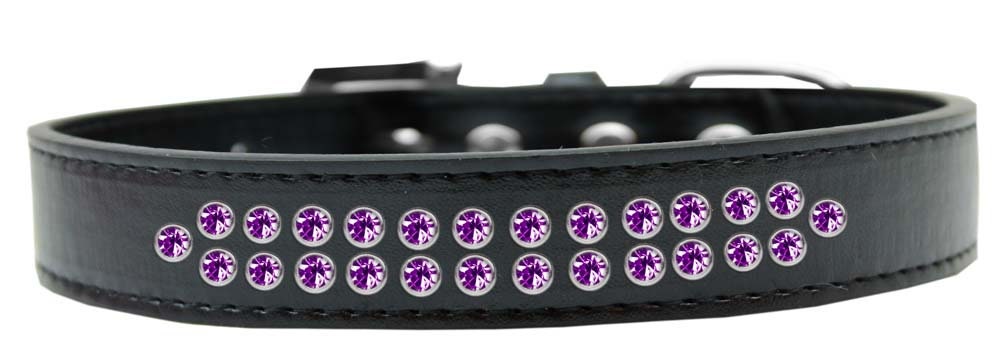 Dog, Puppy & Pet Fashion Collar, "Two Row Purple Crystal Rimsets"