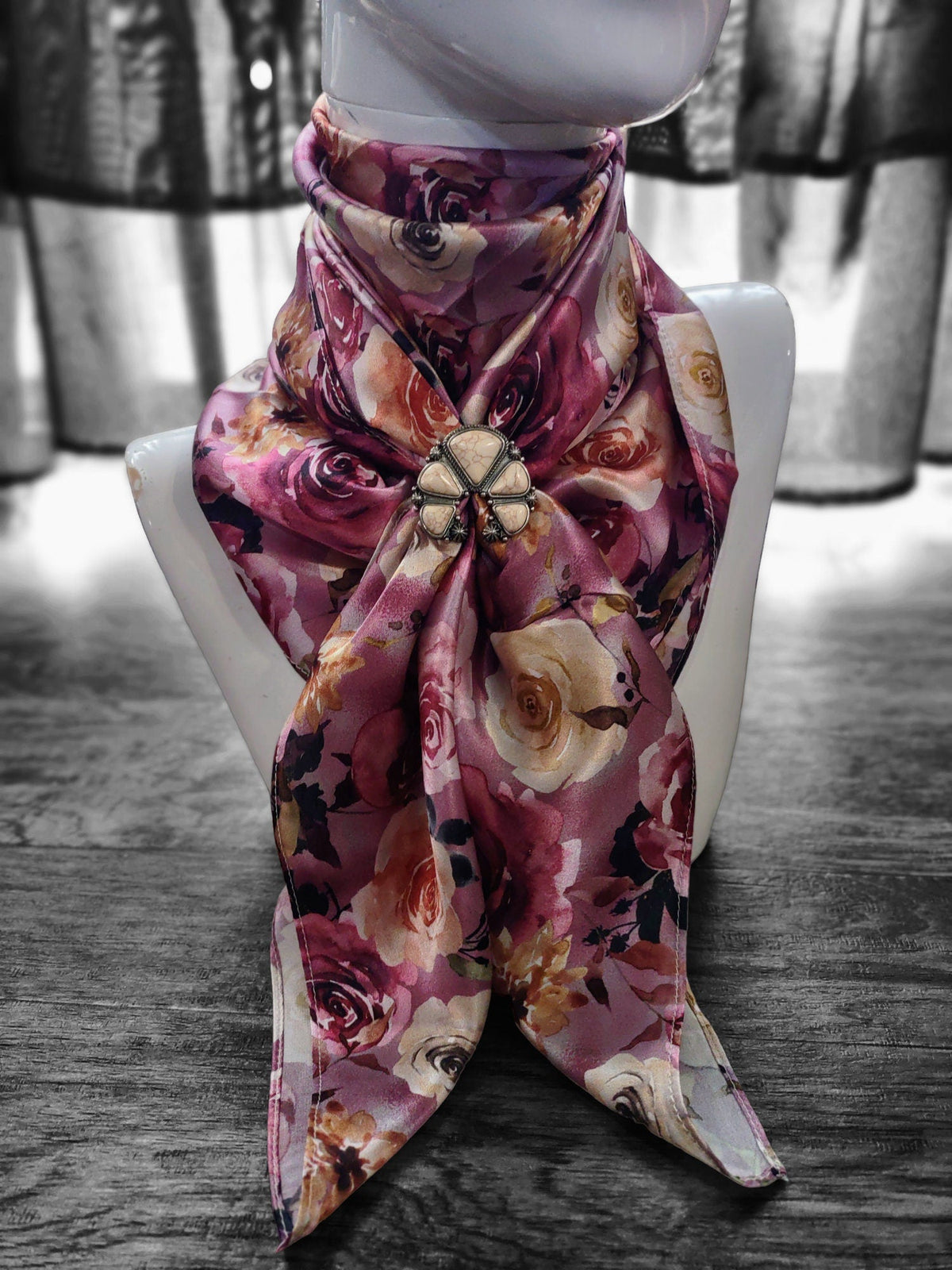 Wild Rag 100% SILK Lilac Purple Gold Floral Cowboy Western Neck Scarf Bandanna by Double B Wild Rags