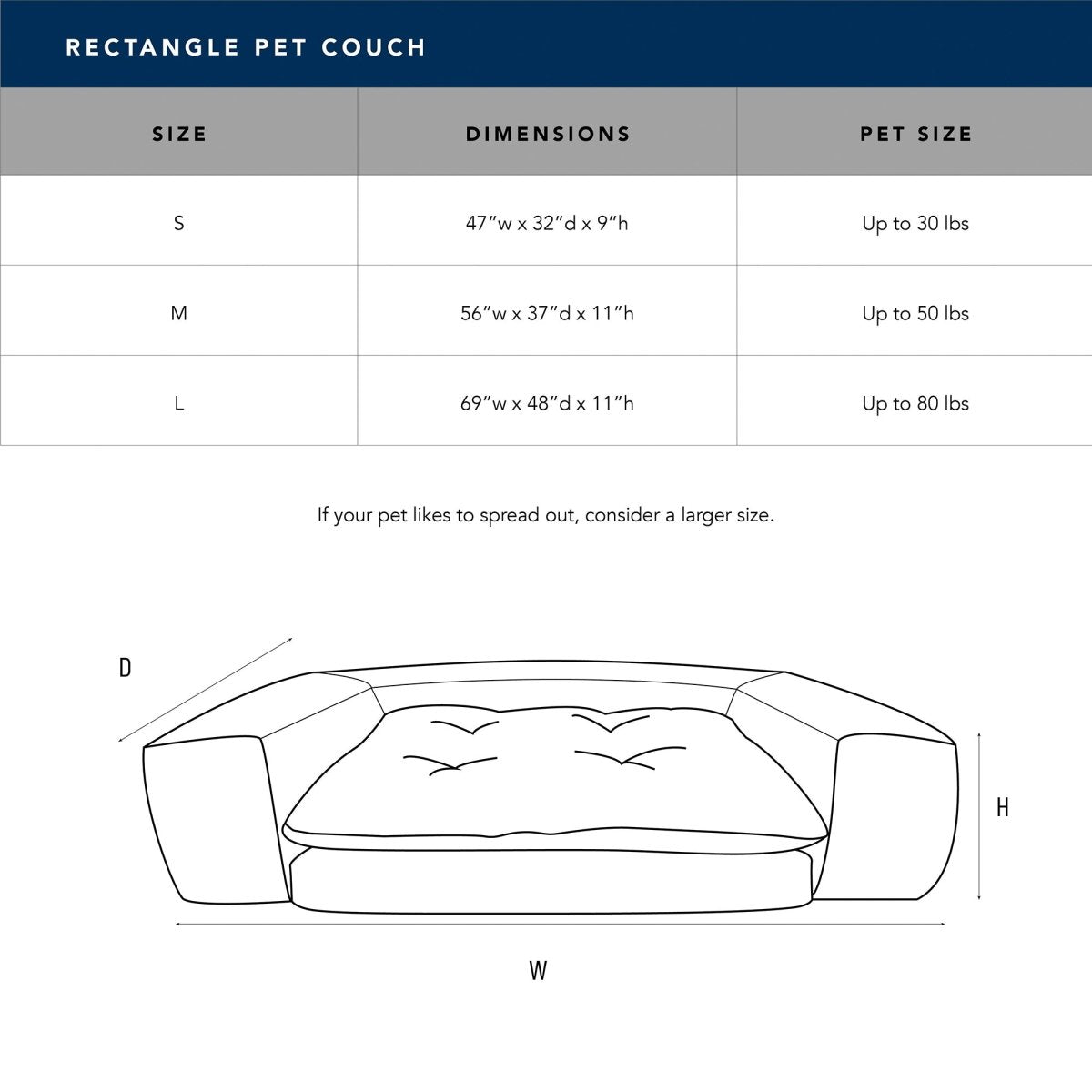 Rectangle Orthopedic Pet Couch