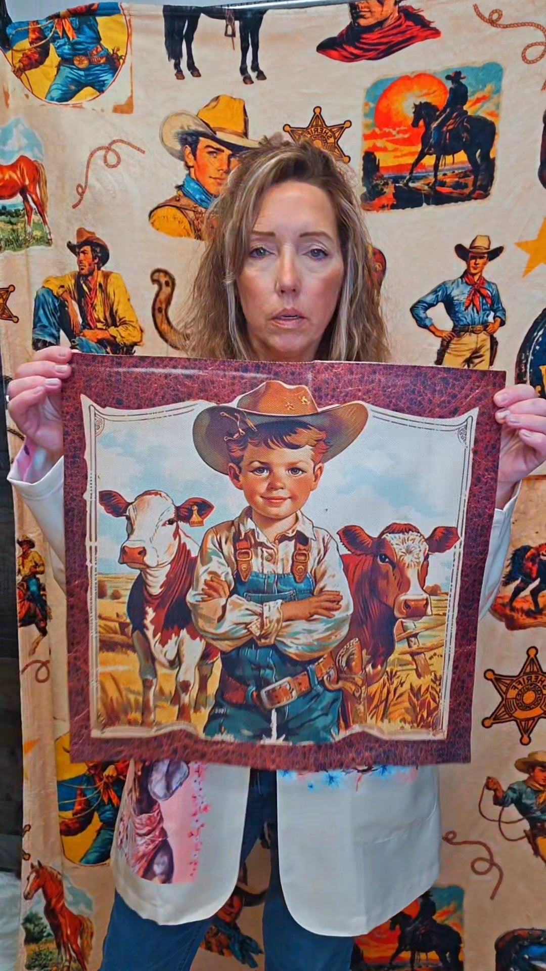 Vintage Cowboy Pillow Case Made in America