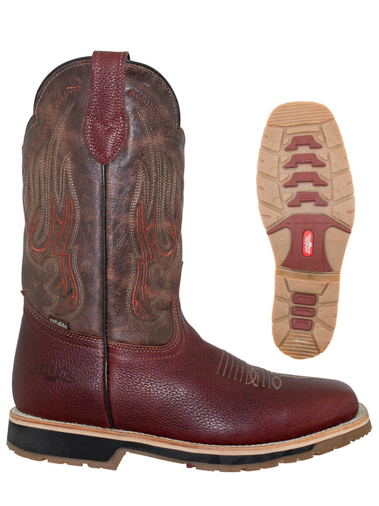Establo Men's Rodeo Boot — Bovine Grizzly Leather in Shedron