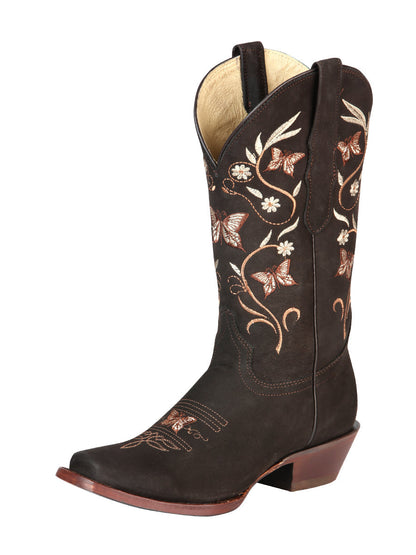 El General Women's Rodeo Boots — Nubuck Leather in Brown