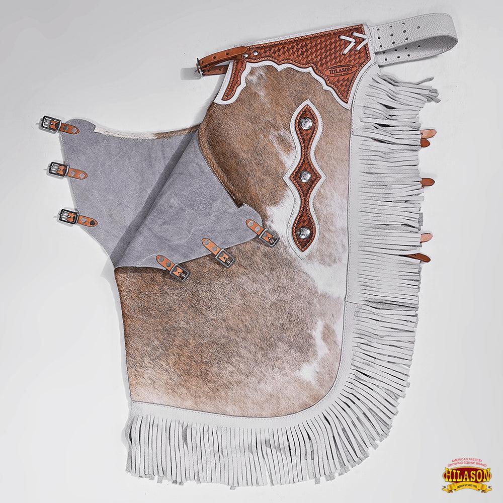 Hilason Western Bull Riding Chinks Chaps Adult Pro Rodeo Bronc Leather Natural