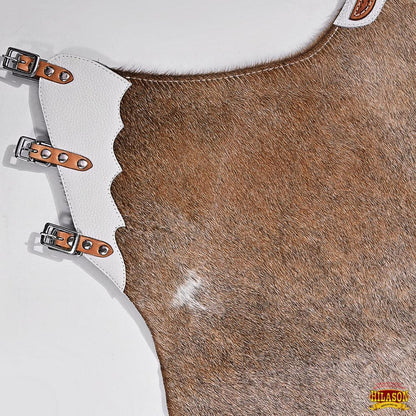 Hilason Western Bull Riding Chinks Chaps Adult Pro Rodeo Bronc Leather Natural
