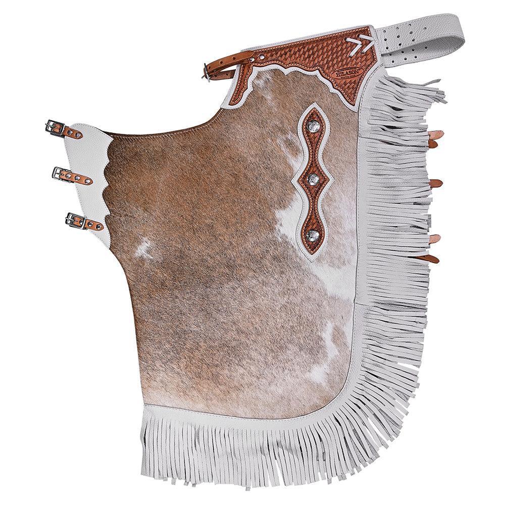 Hilason Western Bull Riding Chinks Chaps Adult Pro Rodeo Bronc Leather Natural