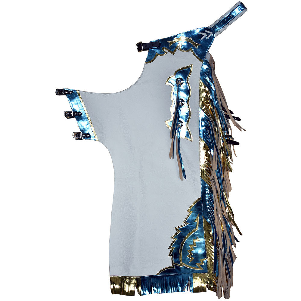 Hilason Bull Riding Pro Rodeo Chaps White Smooth Leather Bronc Show Ad ...
