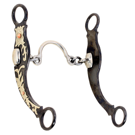 Hilason Cowboy Collection Floral Ported Chain Horse Bit Classic Steel Finish