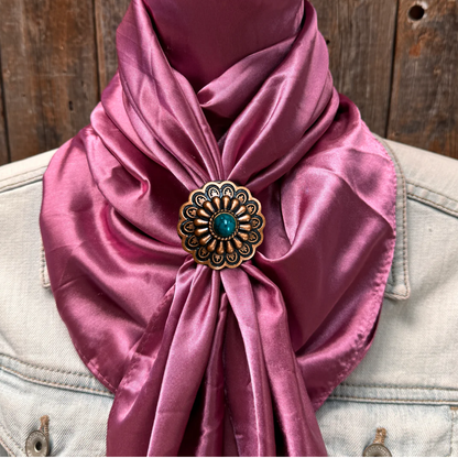 35X35" Solid Rose Wild Rag / Scarf WRS6 - Western Concho Wild Rag Slides - Assorted