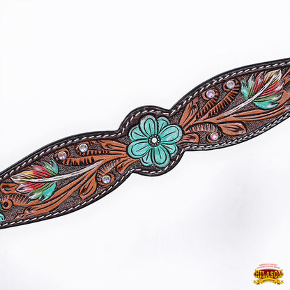 HILASON Western Horse Headstall Breast Collar Spur Strap American Leather Floral
