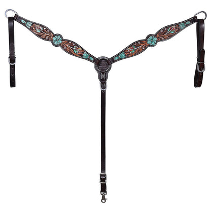 HILASON Western Horse Headstall Breast Collar Spur Strap American Leather Floral