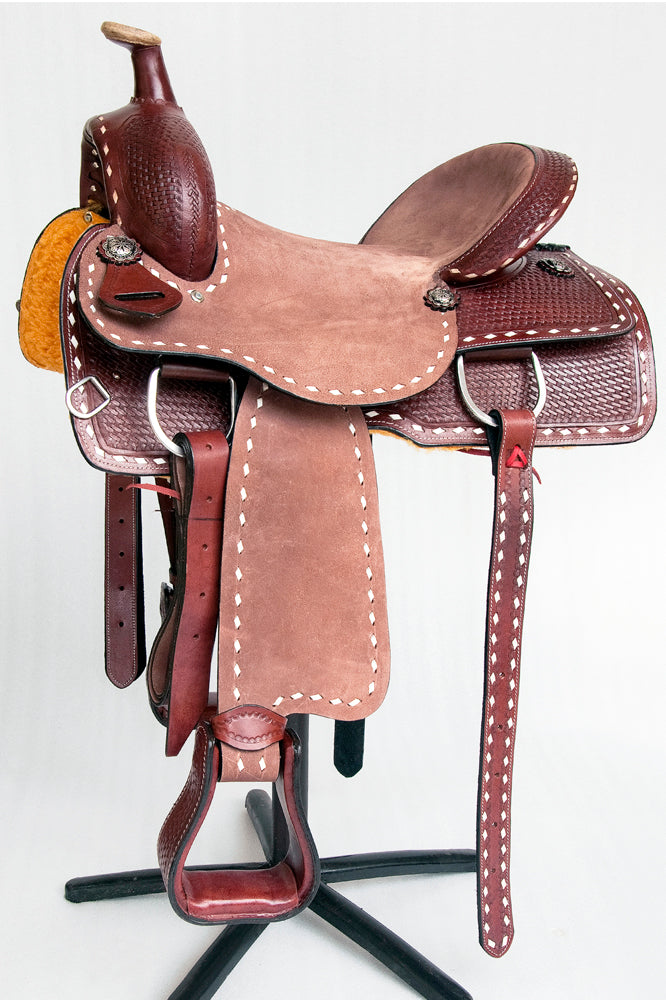 Comfytack Western Horse Ranch Roping Cowboy Saddle Leather Tack Set Brown/Tan