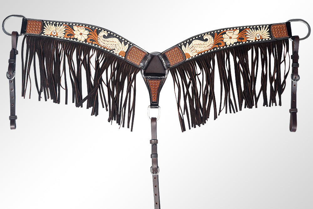 AMERICAN DARLING Western Horse Breast Collar American Leather Brown