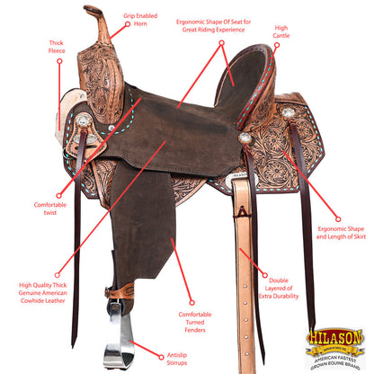 Weatherproof Flex Tree Western Saddle With Premium American Leather For Extended Trail