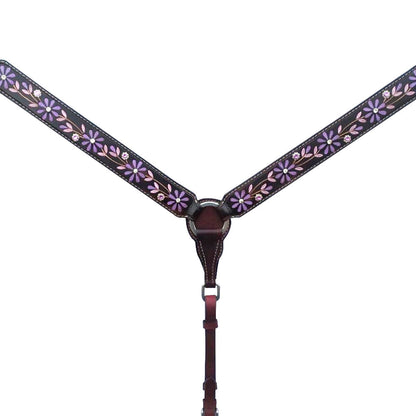 Bar H Equine American Leather Horse Saddle Tack One Ear Headstall | Breast Collar | Browband Headstall | Wither Strap | Tack Set for Horses BER116