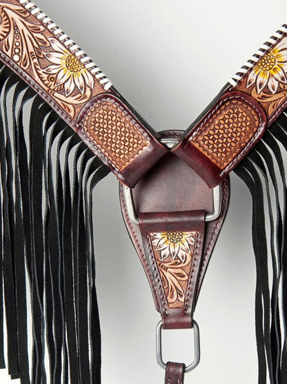 AMERICAN DARLING Western Horse Headstall Breast Collar Set American Leather