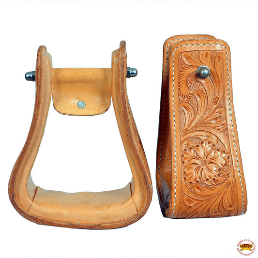Horse Western Saddle Stirrup Leather Floral Stirrups Pair Hilason