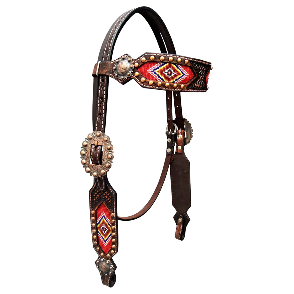 BAR H EQUINE Western Leather Horse Headstall & Breast Collar & Wither Strap
