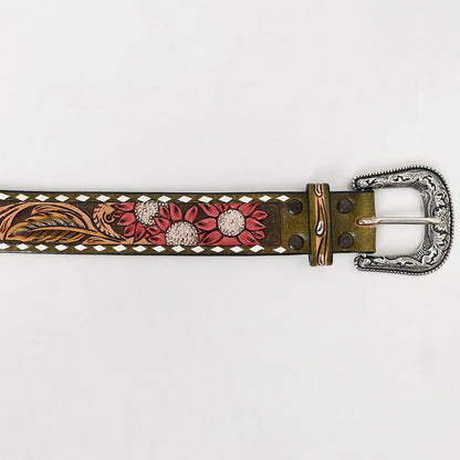 American Darling Beautifully Hand Tooled Genuine American Leather Belt Men and  Women