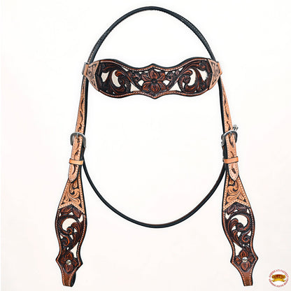 HILASON Western Horse Headstall Breast Collar Leather Brown