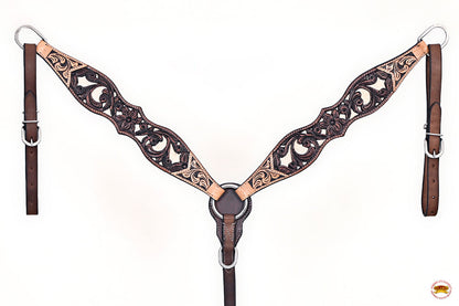 HILASON Western Horse Headstall Breast Collar Leather Brown