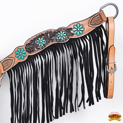 Hilason Horse Floral Hand Painted American Leather Breast Collar Headstall Painted