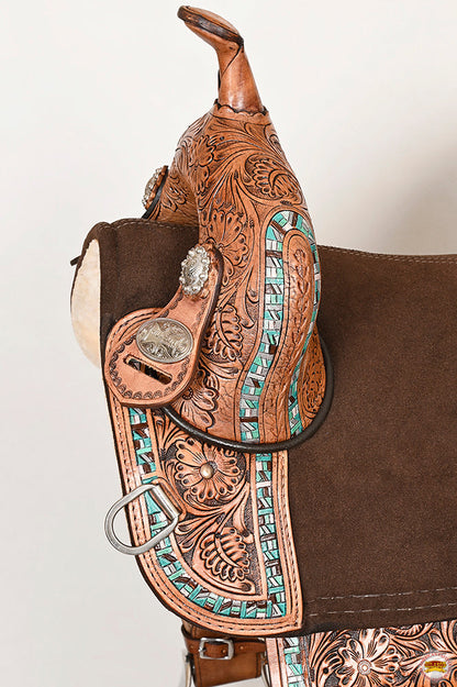 Hilason Western Barrel Racing & Trail Leather Saddle — Brown