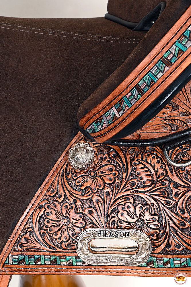Hilason Western Barrel Racing & Trail Leather Saddle — Brown