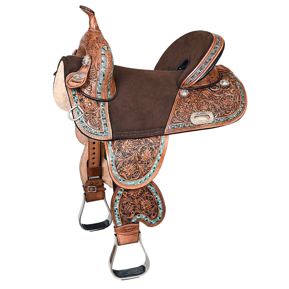Hilason Western Barrel Racing & Trail Leather Saddle — Brown