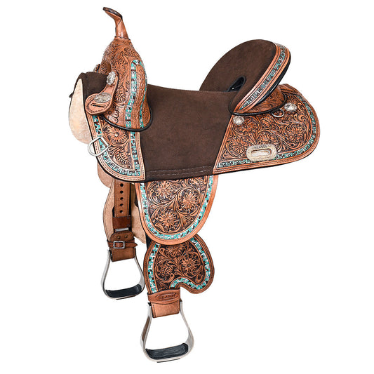 Hilason Western Barrel Racing & Trail Leather Saddle — Brown