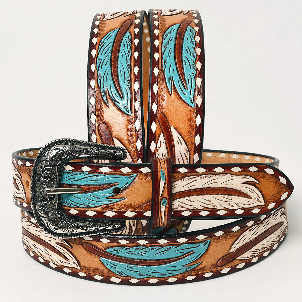 American Darling  Beautifully Hand Tooled Genuine American Leather Belt Men and  Women