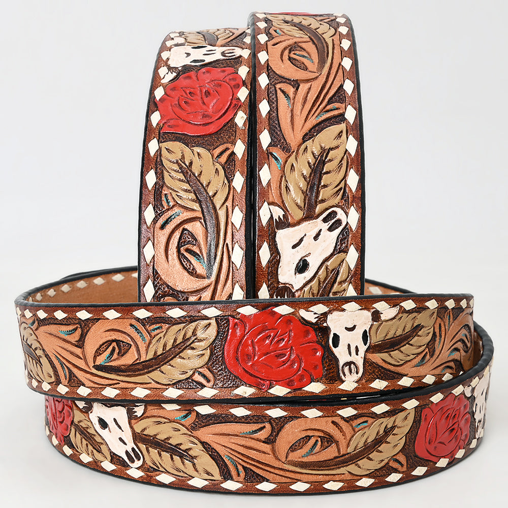 American Darling  Beautifully Hand Tooled Genuine American Leather Belt Men and  Women