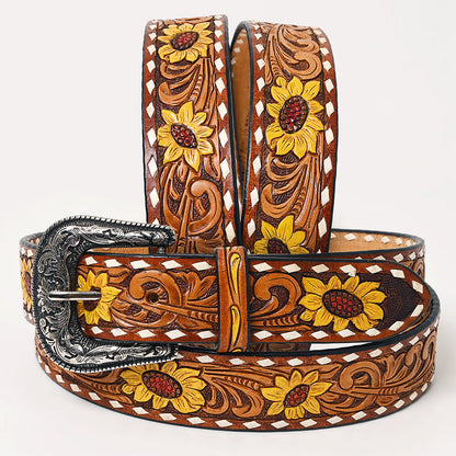 American Darling  Beautifully Hand Tooled Genuine American Leather Belt Men and  Women