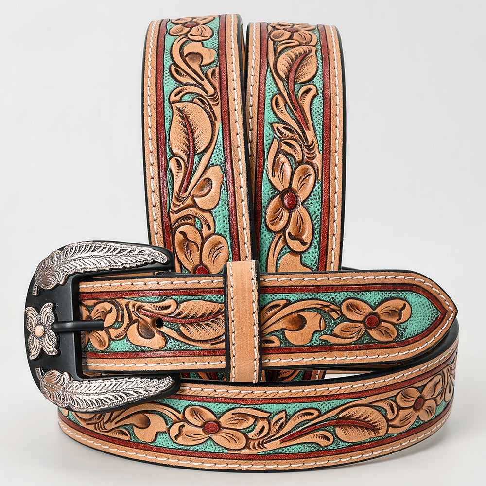 American Darling  Beautifully Hand Tooled Genuine American Leather Belt Men and  Women